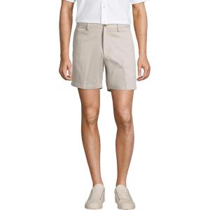 Lands’ End Men’s Comfort Waist 6″ No Iron Chino Shorts(Light Stone)