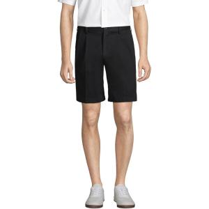 Lands’ End Men’s Comfort Waist Pleated 9″ No Iron Chino Shorts(Black)