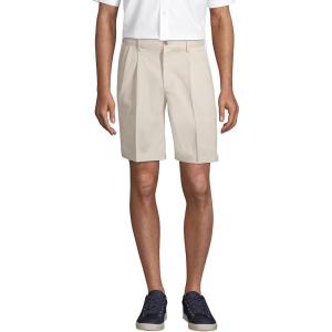 Lands’ End Men’s Comfort Waist Pleated 9″ No Iron Chino Shorts(Light Stone)