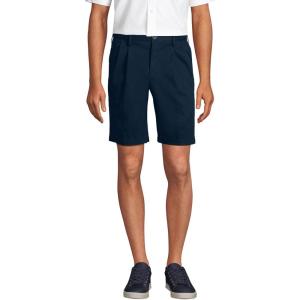 Lands’ End Men’s Comfort Waist Pleated 9″ No Iron Chino Shorts(Radiant Navy)