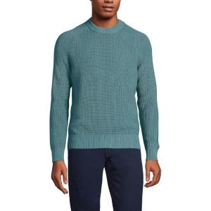 Lands’ End Men’s Drifter Cotton Crewneck Sweater(Tourmaline)