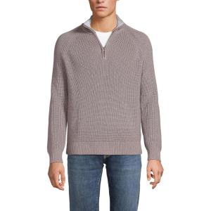 Lands’ End Men’s Drifter Quarter Zip Sweater(Light Bark Heather)