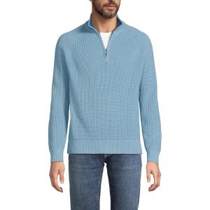Lands’ End Men’s Drifter Quarter Zip Sweater(Light Storm Blue)