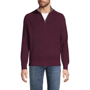 Lands’ End Men’s Drifter Quarter Zip Sweater(Lush Burgundy)