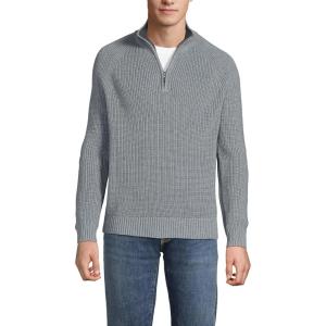 Lands’ End Men’s Drifter Quarter Zip Sweater(Pewter Heather)