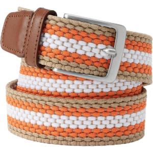 Lands’ End Men’s Elastic Braid Belt(Khaki Desert Clay Stripe)
