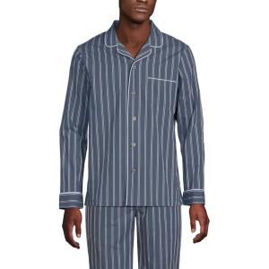 Lands’ End Men’s Essential Pajama Shirt(Slate Blue Double Stripe)