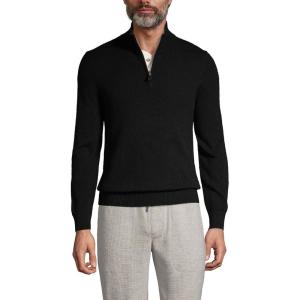 Lands’ End Men’s Fine Gauge Cashmere Quarter Zip(Black)