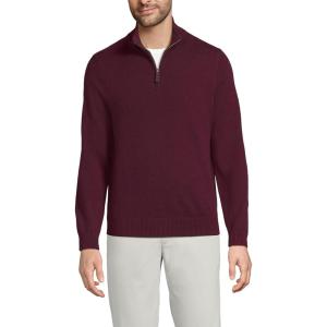 Lands’ End Men’s Fine Gauge Cashmere Quarter Zip(Lush Burgundy)