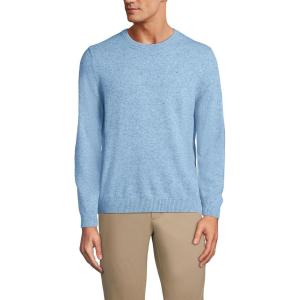 Lands’ End Men’s Fine Gauge Cashmere Sweater(Cloudy Blue Heather)
