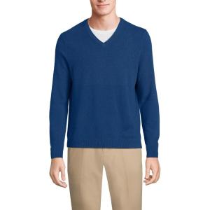 Lands’ End Men’s Fine Gauge Cashmere V-Neck Sweater(Northern Sky Heather)