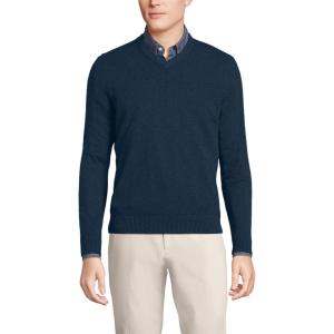 Lands’ End Men’s Fine Gauge Cashmere V-Neck Sweater(Radiant Navy)