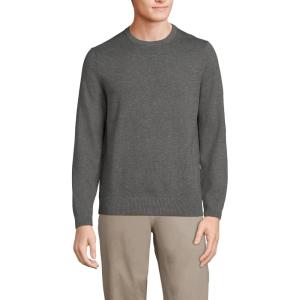 Lands’ End Men’s Fine Gauge Cotton Crew Neck Sweater(Charcoal Heather)