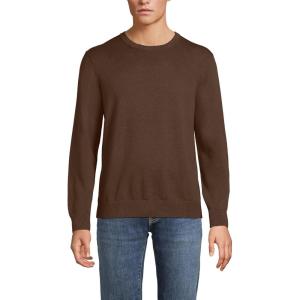 Lands’ End Men’s Fine Gauge Cotton Crew Neck Sweater(Dark Walnut Brown)