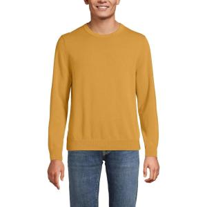 Lands’ End Men’s Fine Gauge Cotton Crew Neck Sweater(Dijon Gold)