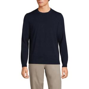 Lands’ End Men’s Fine Gauge Cotton Crew Neck Sweater(Radiant Navy)