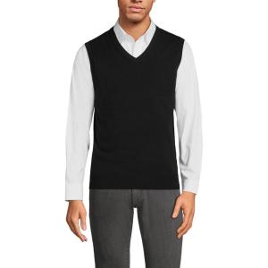 Lands’ End Men’s Fine Gauge Cotton Vest(Black)