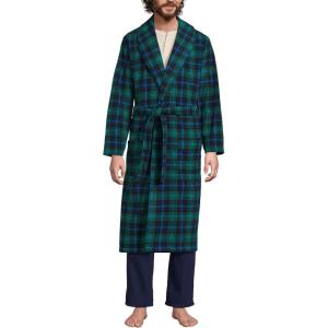 Lands’ End Men’s Fleece Robe(Light Emerald Blackwatch)