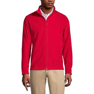 Lands’ End Men’s Full-Zip Mid-Weight Fleece Jacket(Red)