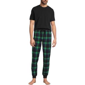Lands’ End Men’s Knit Jersey Pajama Sleep Set(Rich Clover/Navy Plaid)