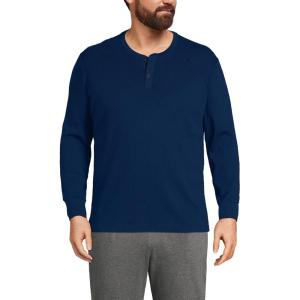 Lands’ End Men’s Knit Rib Henley(Deep Sea Navy)
