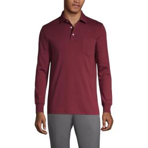 Lands’ End Men’s Long Sleeve American-Grown Supima Cotton Polo Shirt with Pocket(Rich Burgundy)