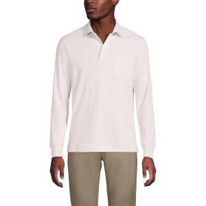 Lands’ End Men’s Long Sleeve American-Grown Supima Cotton Polo Shirt with Pocket(Soft Canvas Heather)