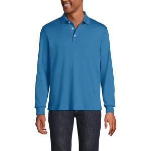 Lands’ End Men’s Long Sleeve American-Grown Supima Cotton Polo Shirt(Blue Hyacinth)