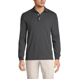 Lands’ End Men’s Long Sleeve American-Grown Supima Cotton Polo Shirt(Dark Charcoal Heather)