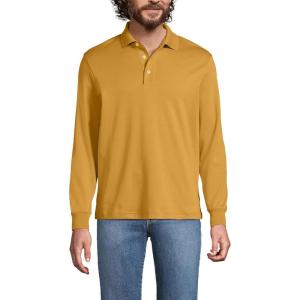 Lands’ End Men’s Long Sleeve American-Grown Supima Cotton Polo Shirt(Dijon Gold)