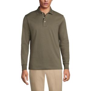Lands’ End Men’s Long Sleeve American-Grown Supima Cotton Polo Shirt(Forest Moss)