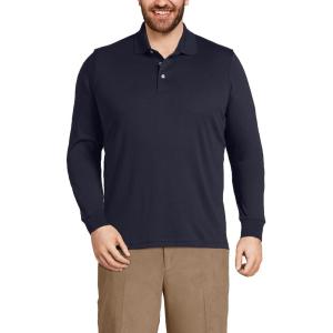 Lands’ End Men’s Long Sleeve American-Grown Supima Cotton Polo Shirt(Radiant Navy)