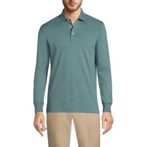 Lands’ End Men’s Long Sleeve American-Grown Supima Cotton Polo Shirt(Tourmaline)