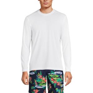Lands’ End Men’s Long Sleeve Swim Tee Rash Guard(White)