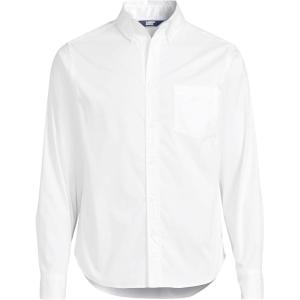 Lands’ End Men’s Long Sleeve Tailored Fit Travel Kit Shirt(White)