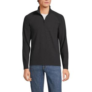 Lands’ End Men’s Long Sleeve Waffle Quarter Zip(Black Slate)