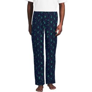 Lands’ End Men’s Poplin Pajama Pants(Holiday Trees/Navy/Green)