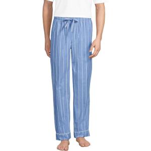 Lands’ End Men’s Poplin Pajama Pants(Muted Cobalt Blue/White Stripe)