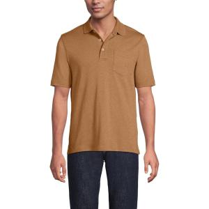 Lands’ End Men’s Premium American-Grown Supima Cotton Polo Shirt, Short Sleeve, Pocket – Big & Tall(Canyon Camel Heather)
