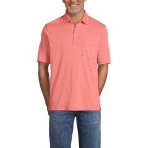 Lands’ End Men’s Premium American-Grown Supima Cotton Polo Shirt, Short Sleeve, Pocket – Big & Tall(Coral Clay)