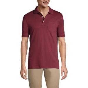 Lands’ End Men’s Premium American-Grown Supima Cotton Polo Shirt, Short Sleeve, Pocket – Big & Tall(Rich Burgundy)