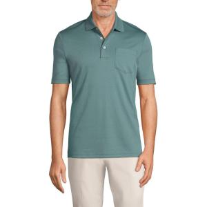 Lands’ End Men’s Premium American-Grown Supima Cotton Polo Shirt, Short Sleeve, Pocket – Big & Tall(Tourmaline)