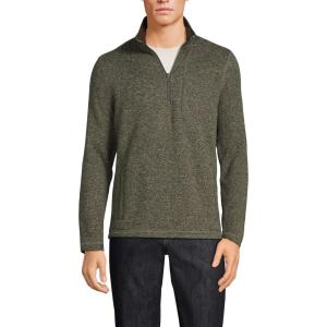 Lands’ End Men’s Quarter Zip Sweater Fleece(Olive Field Heather)