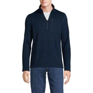 Lands’ End Men’s Quarter Zip Sweater Fleece(Radiant Navy Heather)