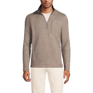 Lands’ End Men’s Quarter Zip Sweater Fleece(Soft Taupe Heather)