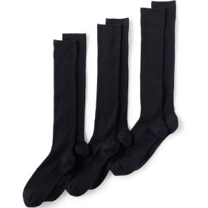 Lands’ End Men’s Seamless Toe Over the Calf Rib Dress Socks 3-pack(Black)