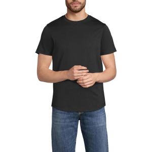 Lands’ End Men’s Short Sleeve American-Grown Supima Cotton Curved Hem Tee(Black)