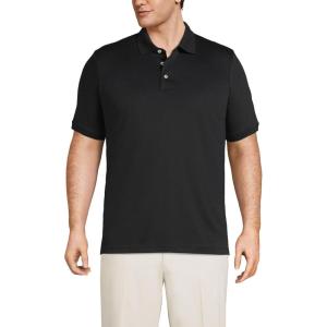 Lands’ End Men’s Short Sleeve American-Grown Supima Cotton Polo Shirt(Black)