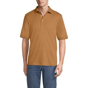 Lands’ End Men’s Short Sleeve American-Grown Supima Cotton Polo Shirt(Canyon Camel Grid)