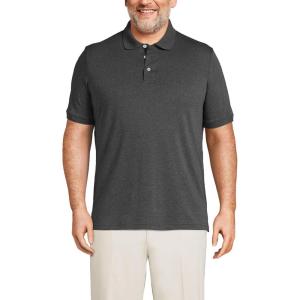 Lands’ End Men’s Short Sleeve American-Grown Supima Cotton Polo Shirt(Dark Charcoal Heather)